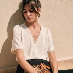 Sezane Tina Blouse Écru. - Size 42